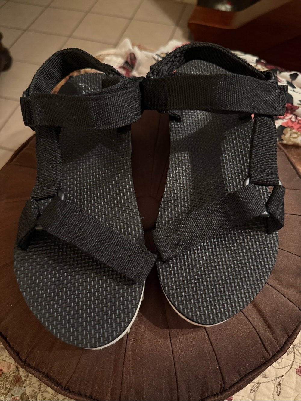 Time and Tru Black Adjustable Strap Sandals